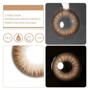 Savage Brown (1-Year) Color Lenses in a clear case, showcasing their rich brown hue.