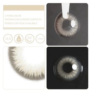 Savage Grey (1-Year) Color Lenses: Close-up of a gray contact lens with a subtle color gradient.