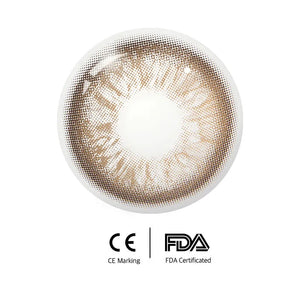 Unspoken Brown 1 Yearly Lenses: a close-up of a single brown contact lens with a subtle, natural color.