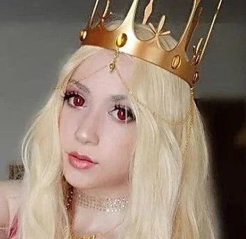 Blond Gorl Face with red eye shade