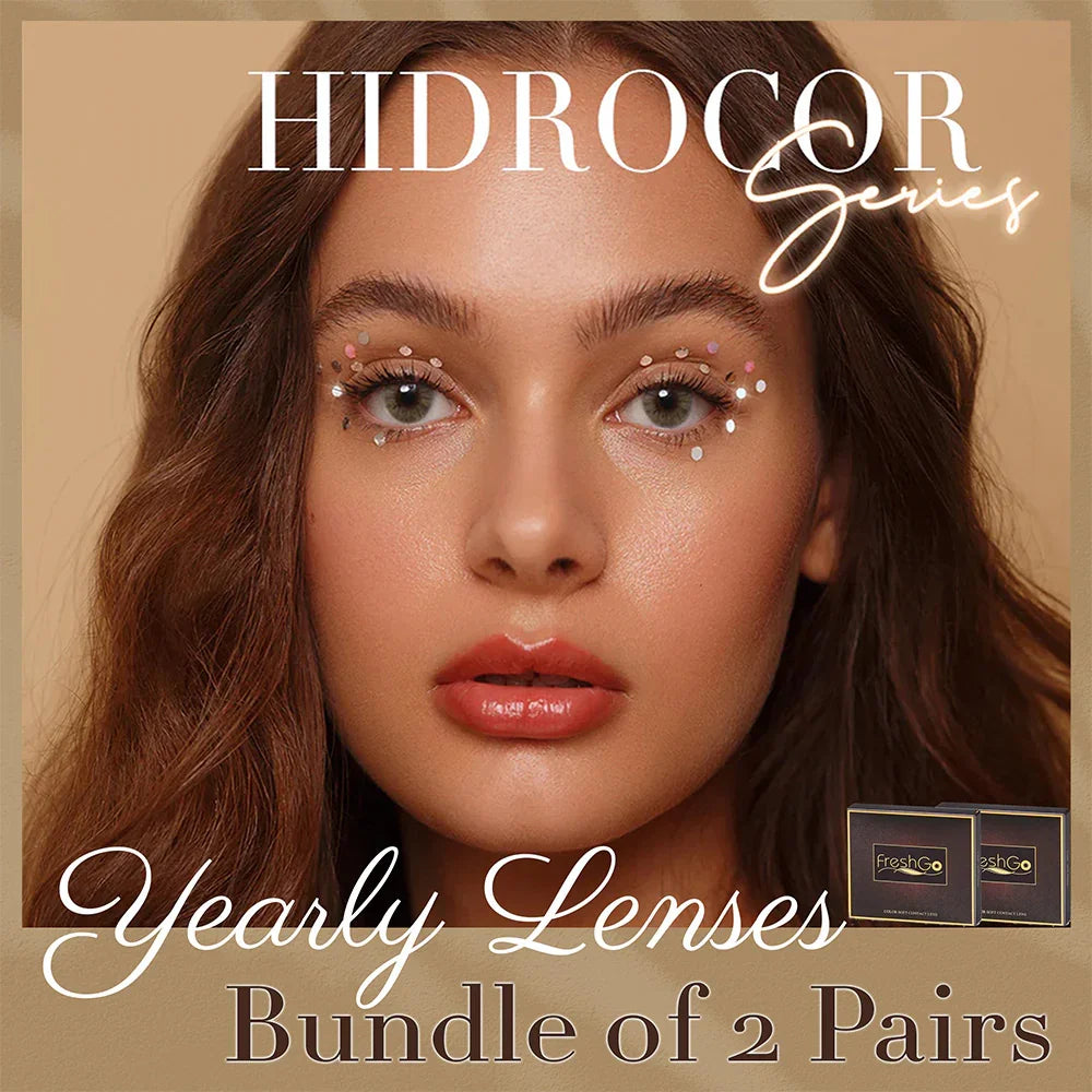 Bundle Pack of 2 Hidrocor Colored Lenses in clear packaging, showcasing the vibrant blue color.