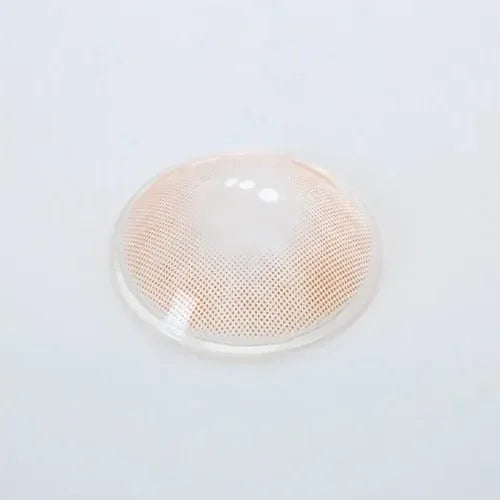 Close-up of Hidrocor Avela Brown Color Lenses, showcasing their natural brown hue and subtle limbal ring.