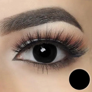 Black Halloween contact lenses for a blindfolded, spooky effect, featuring "Blind Black Halloween Lenses.