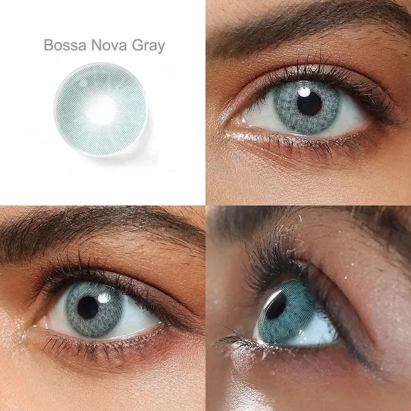 Pair of Hidrocor Gen 3 Bossa Nova Gray Contacts on a white background.
