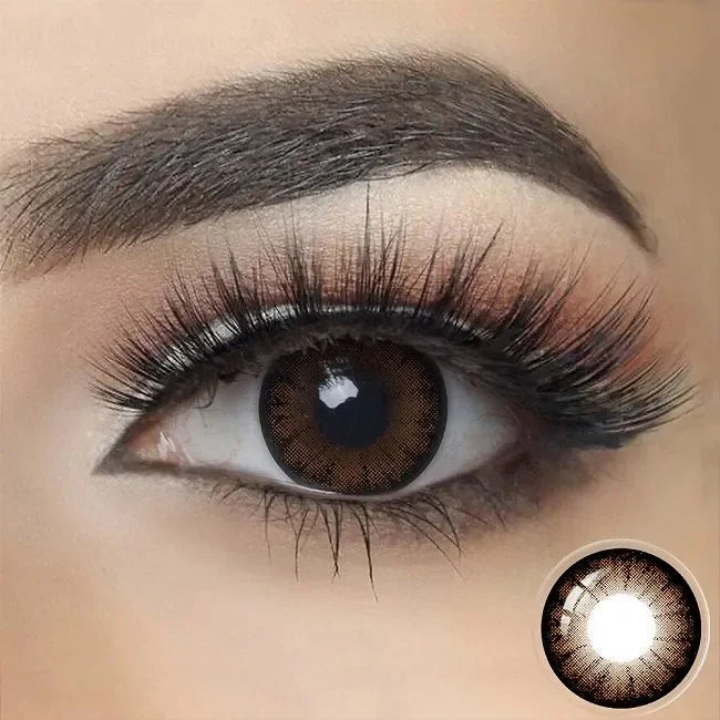 Glass Ball Brown Color Lenses, featuring a round, brown-tinted glass orb with a smooth, reflective surface.