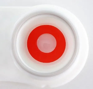 Pair of Red out Halloween Lenses, spooky and vibrant red contact lenses for costumes.