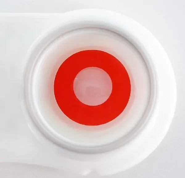 Pair of Red out Halloween Lenses, spooky and vibrant red contact lenses for costumes.