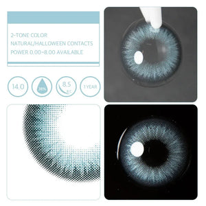 Savage Blue (1-Year) Color Lenses, a close-up of vibrant blue contact lenses with a subtle limbal ring.