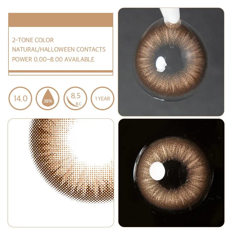 Savage Brown (1-Year) Color Lenses in a clear case, showcasing their rich brown hue.