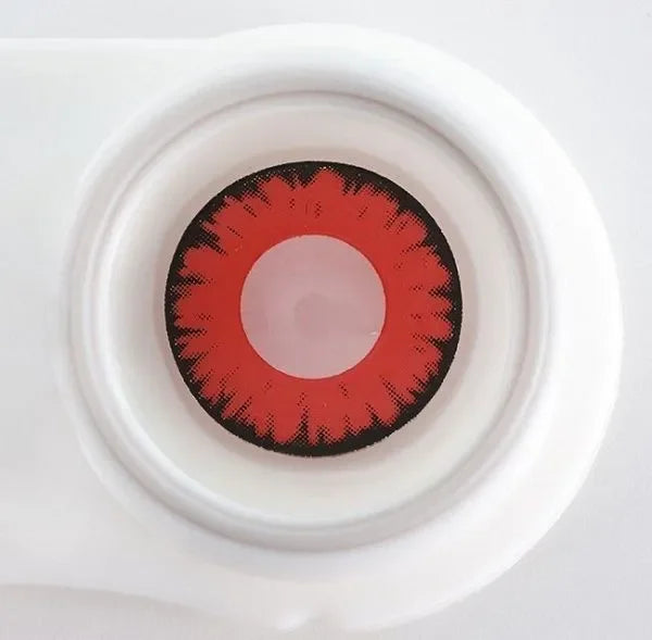 Close-up of Twilight Red Vampire Halloween Lenses with striking red irises.